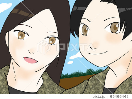 作業服を着た女の子2人のイラスト(2) 作業服を着た女の子2人のイラスト(2) 99496445
