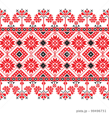 Set of Ethnic ornament pattern in red, black and white colors 99496731