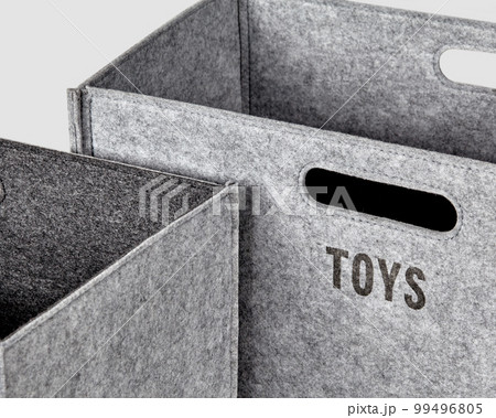 Gray felt boxes for storing toys with handles 99496805