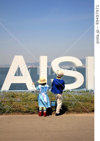 舞洲のネモフィラ祭りと兄妹 舞洲のネモフィラ祭りと兄妹 99497971