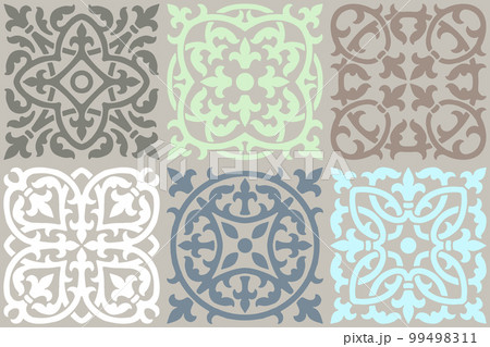 Ceramic tile pattern. Wall or floor texture. Absrtract decorative porcelain pottery. 99498311