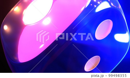 Shiny blue dice. 3DCG dice illustration. 99498355