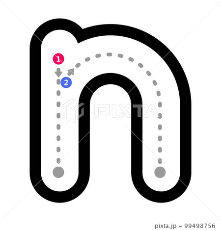 Tracing alphabet letter n lowercase prewriting dotted line element for kindergarten and preschool kids worksheet for handwriting practice activity 99498756