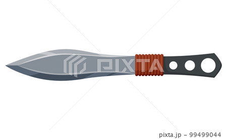 Military hunting knife. Combat weapon blade, vector model type. Trapper sword or hunter knife blade. Protection concept. Warrior blade or jackknife on white background 99499044