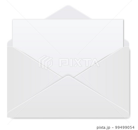 Realistic envelope. Design template for opened realistic mockup. Blank stationery letter unfolded view. White paper envelop for office document or message 99499054