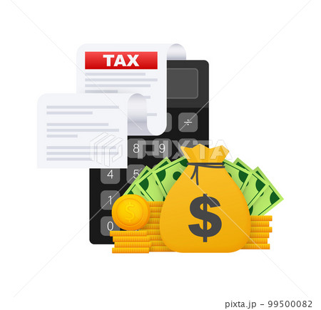 Tax document in flat style. Flat vector illustration. Online tax payment Tax document in flat style. Flat vector illustration. Online tax payment 99500082