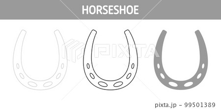 Horseshoe tracing and coloring worksheet for kidsのイラスト素材 [99501389] - PIXTA