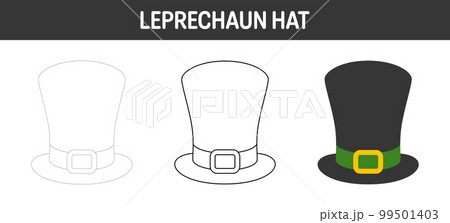 Leprechaun Hat tracing and coloring worksheet for kids Leprechaun Hat tracing and coloring worksheet for kids 99501403