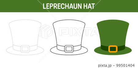 Leprechaun Hat tracing and coloring worksheet for kids Leprechaun Hat tracing and coloring worksheet for kids 99501404