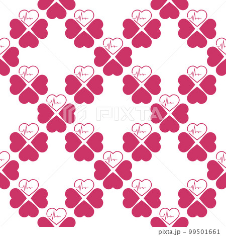 simple seamless pattern of pink hearts on a white background, texture, design 99501661