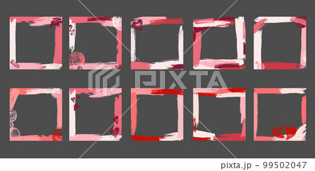 Hand drawn color brush stroke frames set for social media with place for text. Vector stock illustration for design template post about sale, creative image, banner, poster, social network. EPS10 99502047