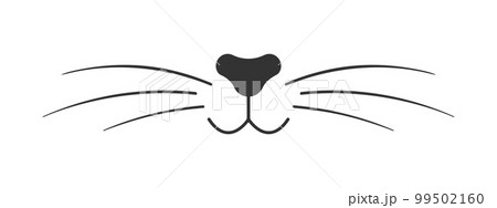 Dog or cat nose, mouth and whiskers. Signboard design for pet grooming and bathing salon or domestic animals store Dog or cat nose, mouth and whiskers. Signboard design for pet grooming and bathing salon or domestic animals store 99502160