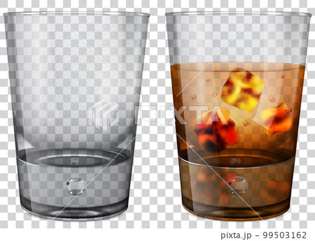 Whiskey glass with ice cubes Whiskey glass with ice cubes 99503162