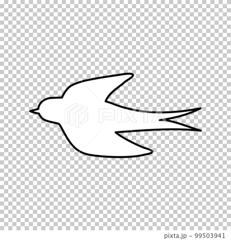 シンプルなツバメのイラスト　モノクロ　単体 99503941