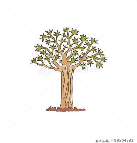 Single one line drawing of quiver tree forest. Decorative kokerboom woud for greeting post card. Tourist and travel wall decor poster print art. Modern continuous line draw design vector illustration 99504533