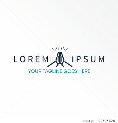 Line art ray and Hands pray image graphic icon logo design abstract concept vector stock. Can be used as a symbol related to religion or hope. 99505626