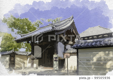 水彩画風　東大寺　戒壇院　奈良県奈良市 99505936