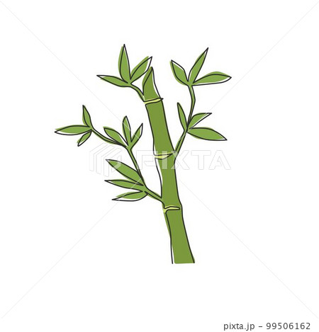 One single line drawing of bamboo trees for plantation logo identity. Fresh evergreen perennial flowering plant concept for plant icon. Modern continuous line graphic draw design vector illustration 99506162
