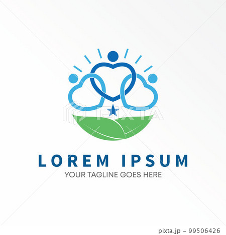 human body Love and leaves image graphic icon logo design abstract concept vector stock. Can be used as a symbol related to nature or family. 99506426