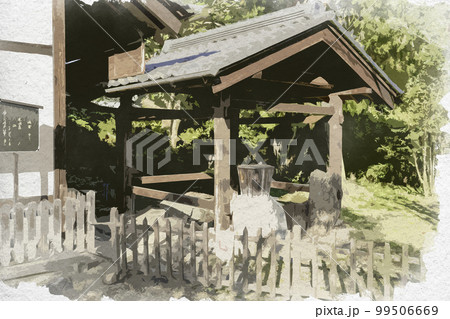 水彩画風　法華寺　浴室　奈良県奈良市 99506669