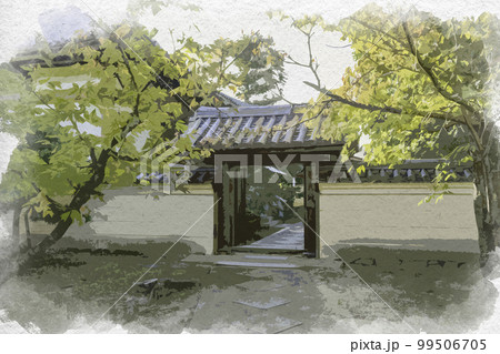 水彩画風　法華寺　慈光殿　奈良県奈良市 99506705