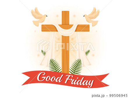 Happy Good Friday Illustration with Christian Holiday of Jesus Christ Crucifixion in Flat Cartoon Hand Drawn for Web Banner or Landing Page Templates Happy Good Friday Illustration with Christian Holiday of Jesus Christ Crucifixion in Flat Cartoon Hand Drawn for Web Banner or Landing Page Templates 99506945