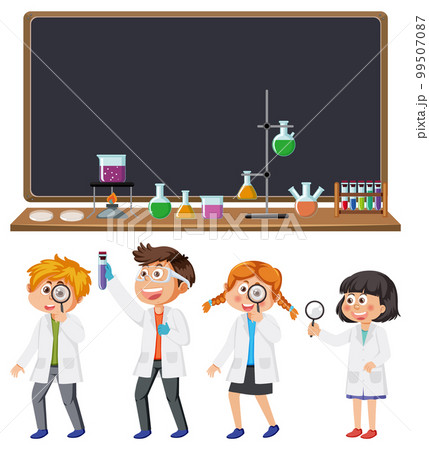Scientist and student doing chemistry experiment Scientist and student doing chemistry experiment 99507087