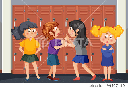 School bullying with student cartoon characters School bullying with student cartoon characters 99507110