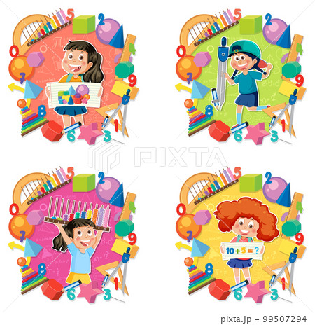 Mathematics kids cartoon setのイラスト素材 [99507294] - PIXTA