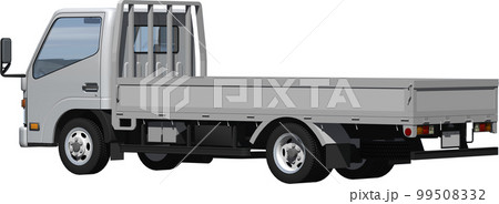 オリジナ2トン小型カーゴトラック、ロング平ボディー切抜き画像イラスト 99508332