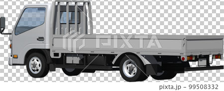 オリジナ2トン小型カーゴトラック、ロング平ボディー切抜き画像イラスト 99508332