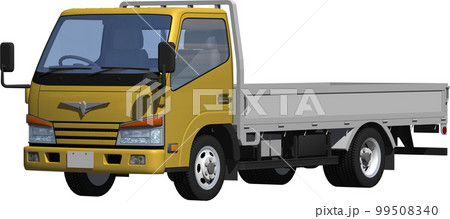 オリジナ2トン小型カーゴトラック、ロング平ボディー切抜き画像イラスト 99508340