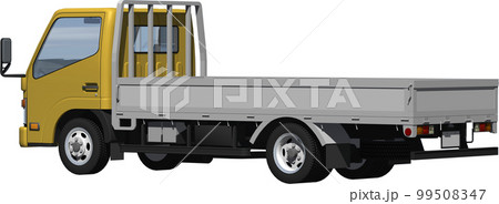 オリジナ2トン小型カーゴトラック、ロング平ボディー切抜き画像イラスト 99508347