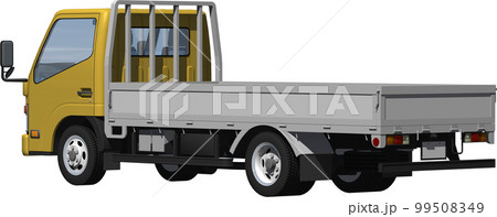 オリジナ2トン小型カーゴトラック、ロング平ボディー切抜き画像イラスト オリジナ2トン小型カーゴトラック、ロング平ボディー切抜き画像イラスト 99508349