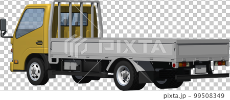 オリジナ2トン小型カーゴトラック、ロング平ボディー切抜き画像イラスト オリジナ2トン小型カーゴトラック、ロング平ボディー切抜き画像イラスト 99508349