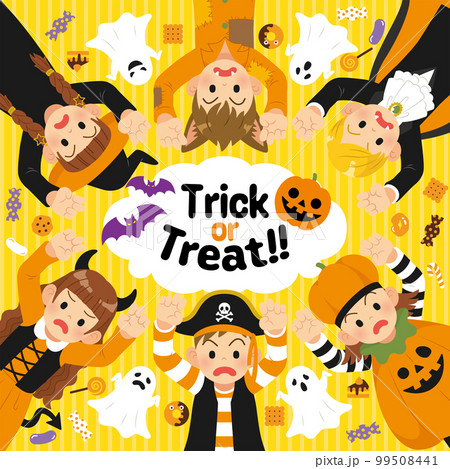 輪になった子供　ハロウィン　仮装　輪郭線なし 99508441