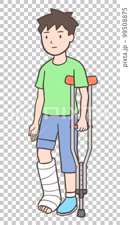 A man with an injured leg on crutches 99508875