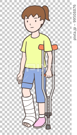 A woman with an injured leg on crutches A woman with an injured leg on crutches 99508876