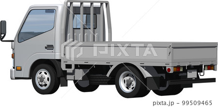 オリジナ2トン小型カーゴトラック、ショート平ボディー切抜き画像イラスト 99509465