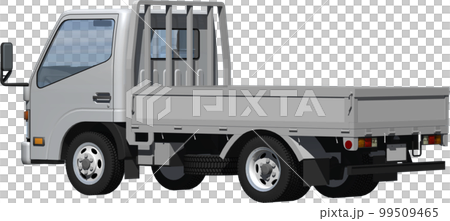 オリジナ2トン小型カーゴトラック、ショート平ボディー切抜き画像イラスト 99509465