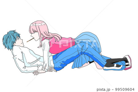 男子高校生が女子高校生にせまられているイラスト 男子高校生が女子高校生にせまられているイラスト 99509604