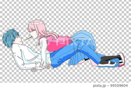 男子高校生が女子高校生にせまられているイラスト 男子高校生が女子高校生にせまられているイラスト 99509604