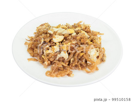 Stir fried salted turnip with egg isolated Stir fried salted turnip with egg isolated 99510158