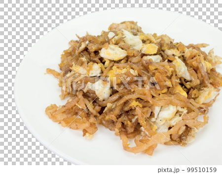 Stir fried salted turnip with egg isolated Stir fried salted turnip with egg isolated 99510159