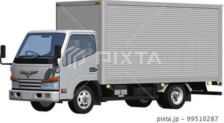 オリジナ2トン小型トラックバン、ロングボディー切抜き画像イラスト 99510287