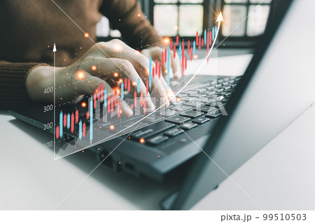 Investment ideas and technology business, Funds, Stock market and digital assets, Investors or trader, Financial data analysis, Stock graphs and forex trading, business finance background 99510503