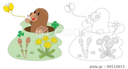モグラと春の花の塗り絵 99510653