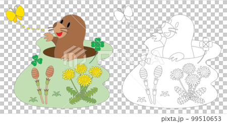 モグラと春の花の塗り絵 99510653