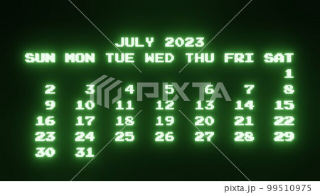 光るデジタル文字のカレンダー 光るデジタル文字のカレンダー 99510975