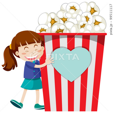 A girl with popcorn bucket 99511117